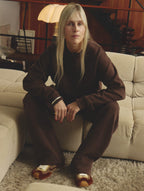 Editorial shot from Linda Tol wearing the Jogger set in brown