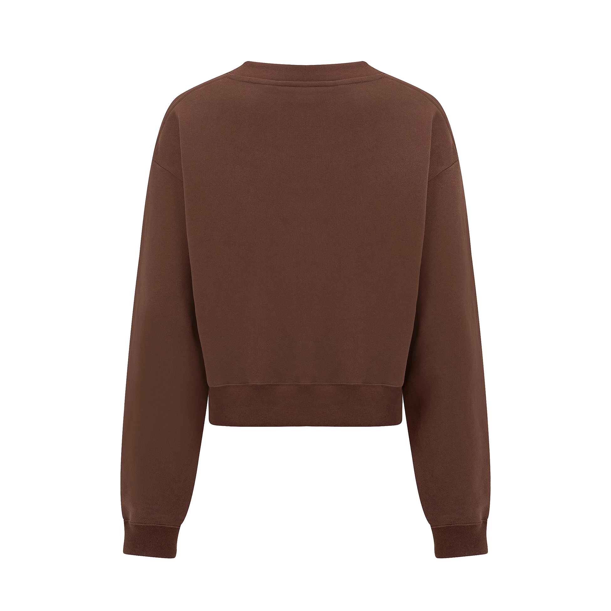 Back of Linda Tol crewneck sweater in brown