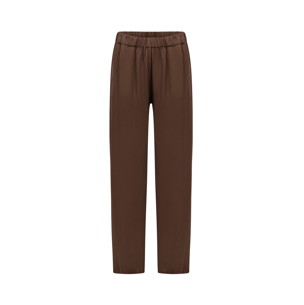 The satin pants in brown