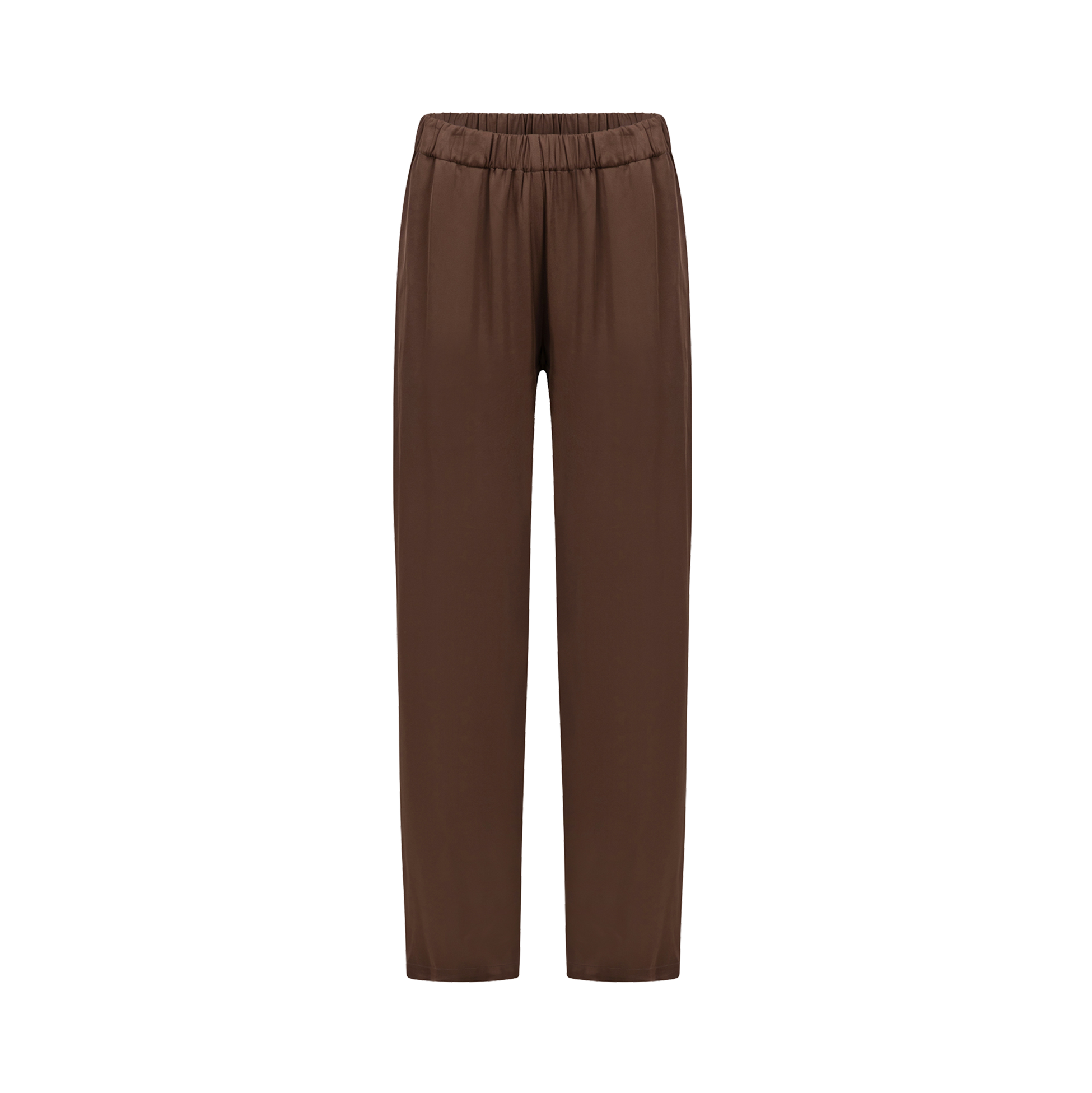 The satin pants in brown