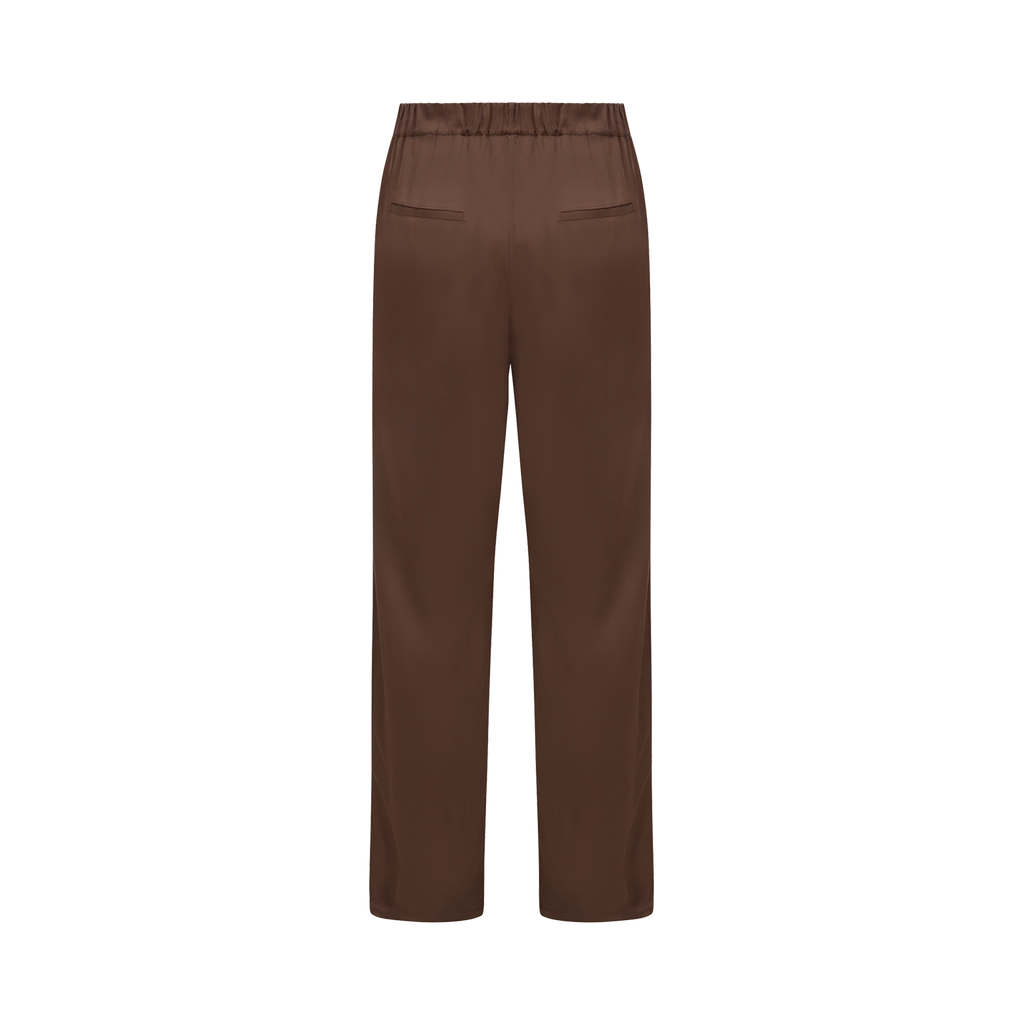 Back of the satin pants in brown