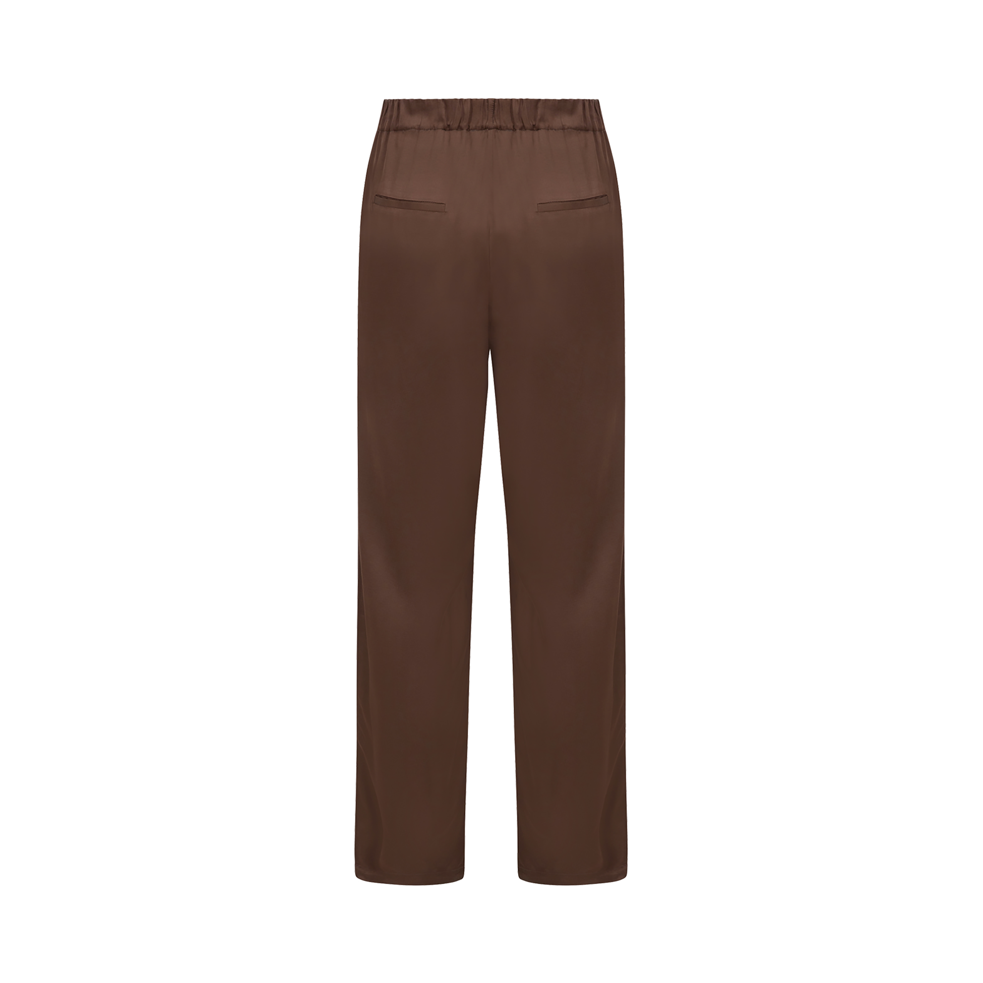 Back of the satin pants in brown