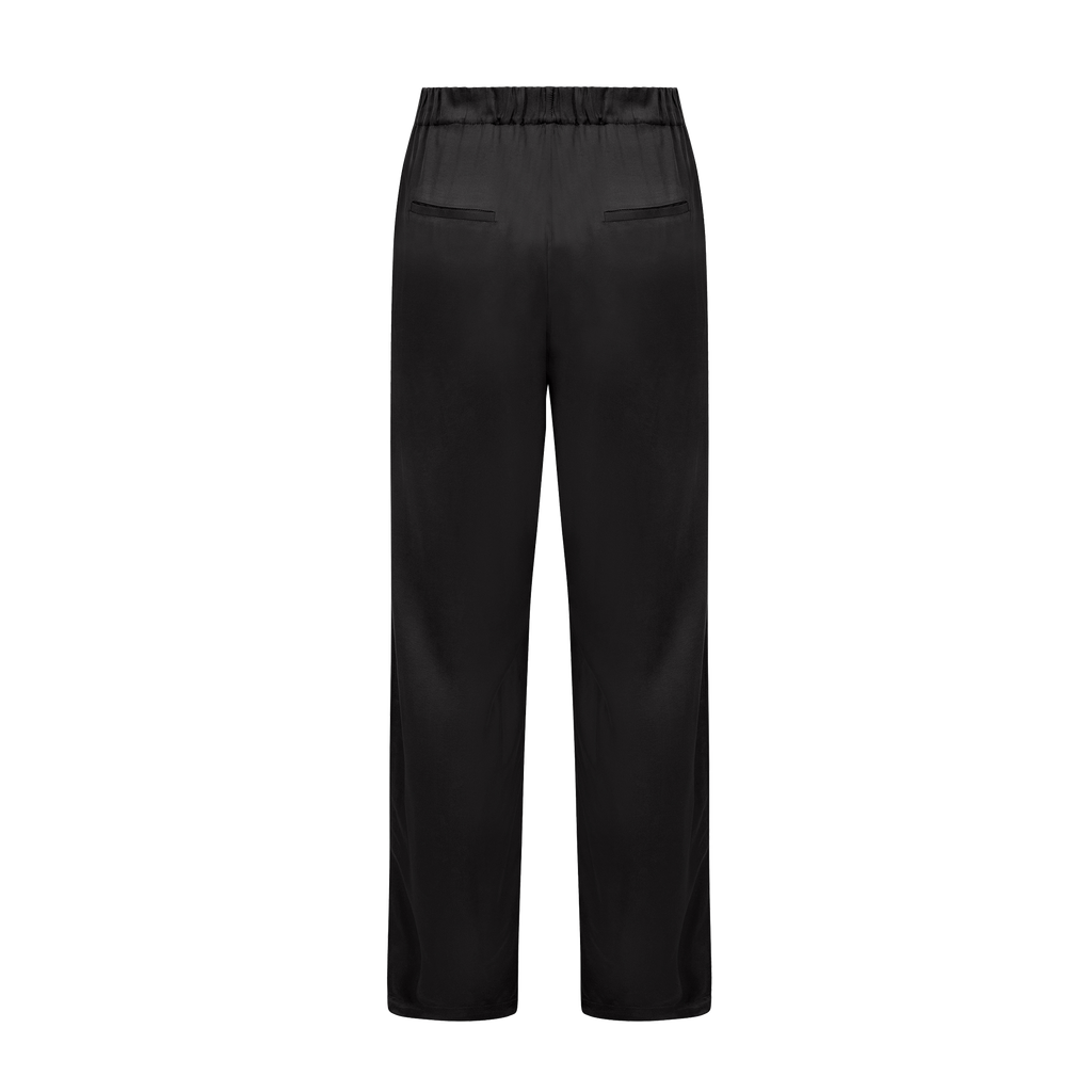 Back of the satin pants in black