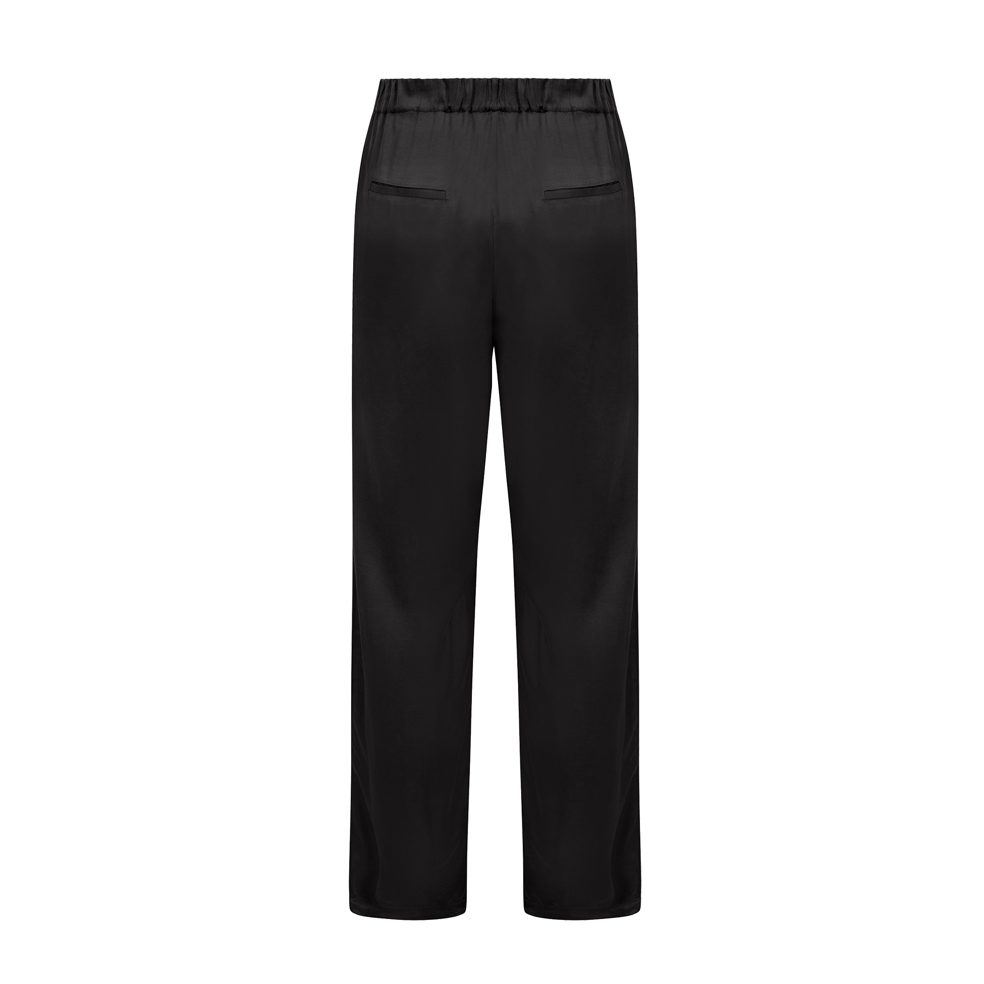 Back of the satin pants in black