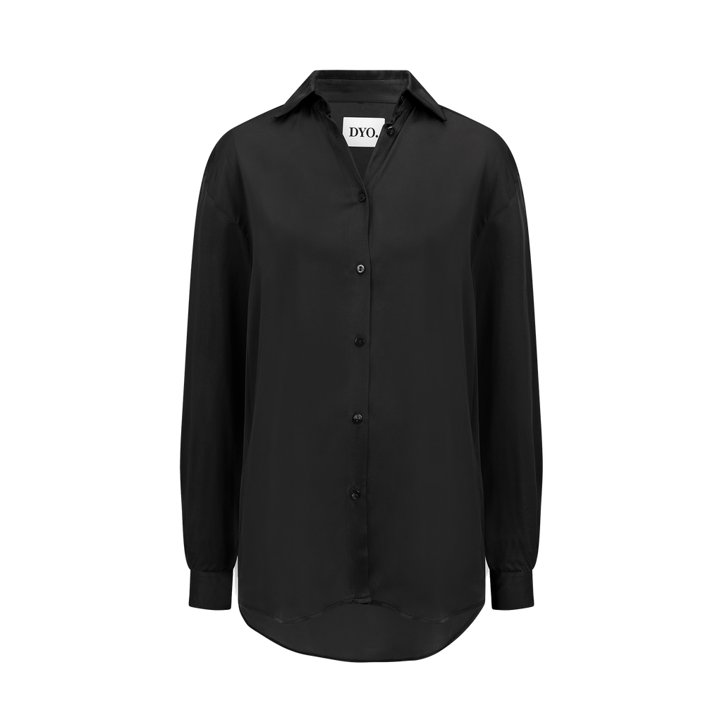Black satin oversized blouse