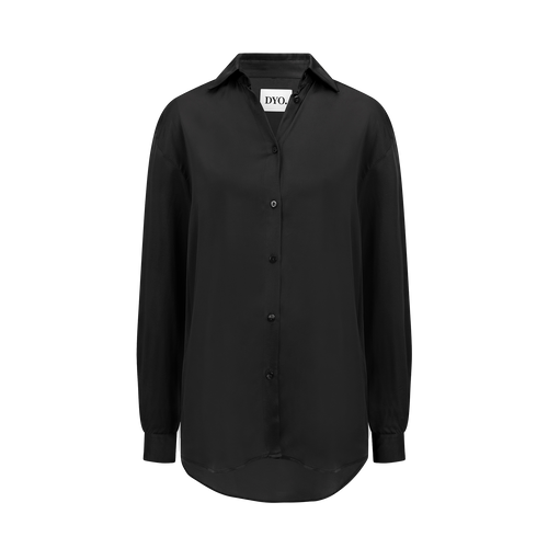 Black satin oversized blouse