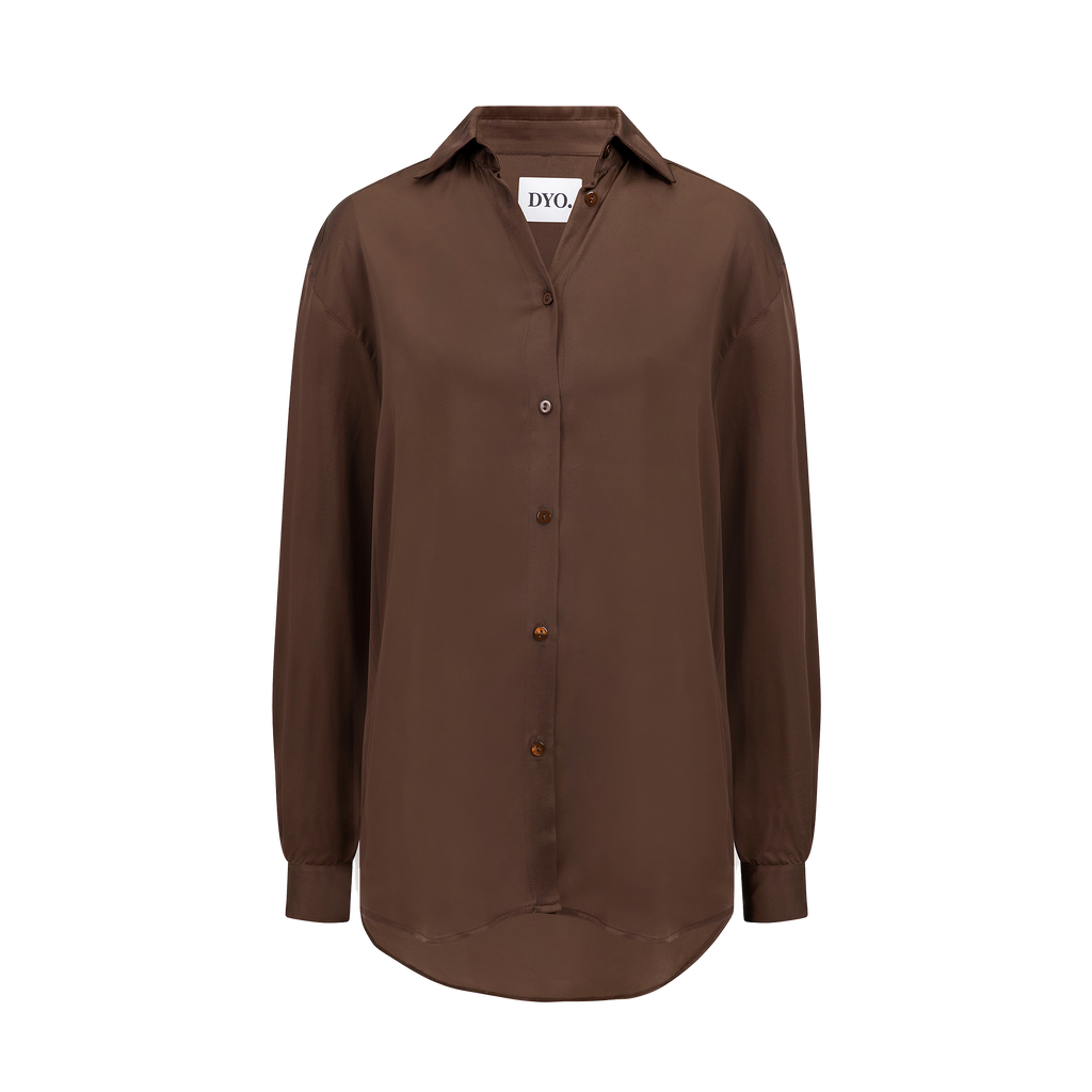 Brown satin oversized blouse 