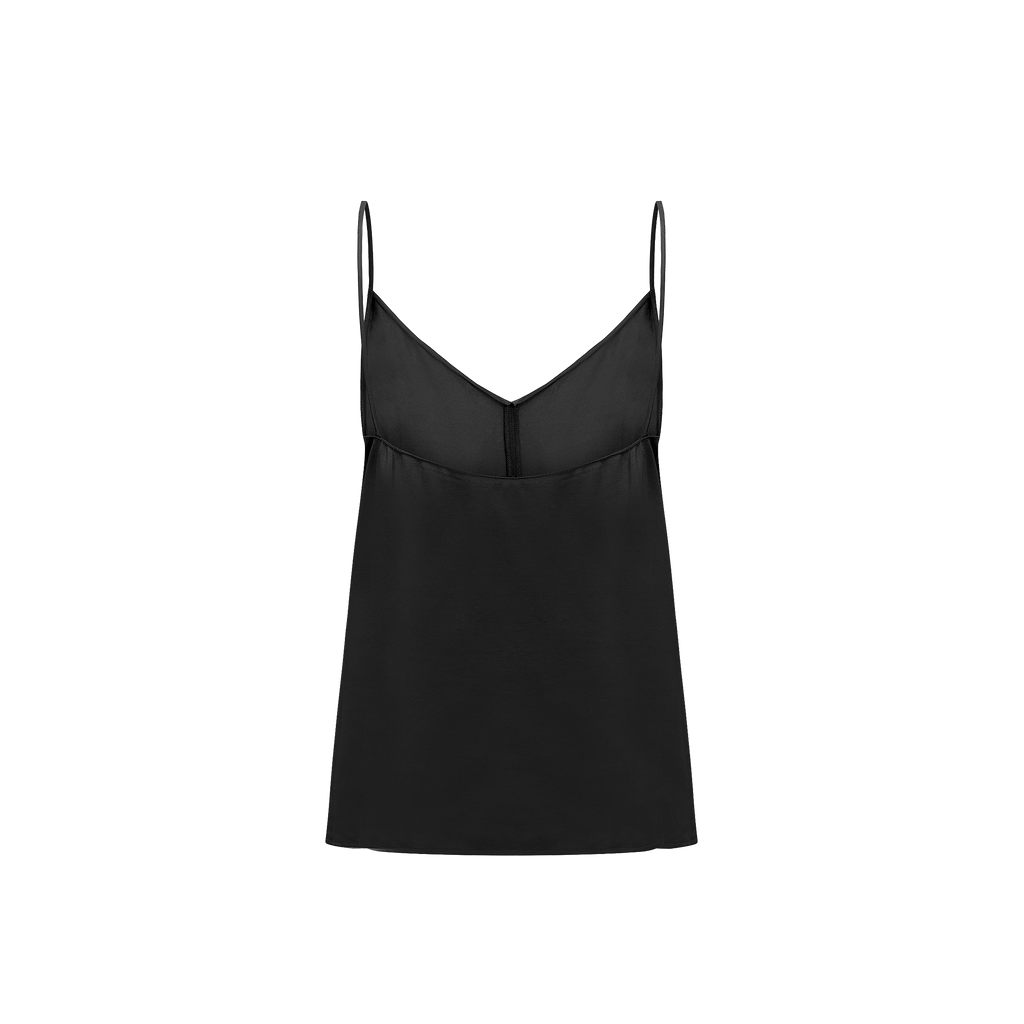 Back of the satin Camisole in black 